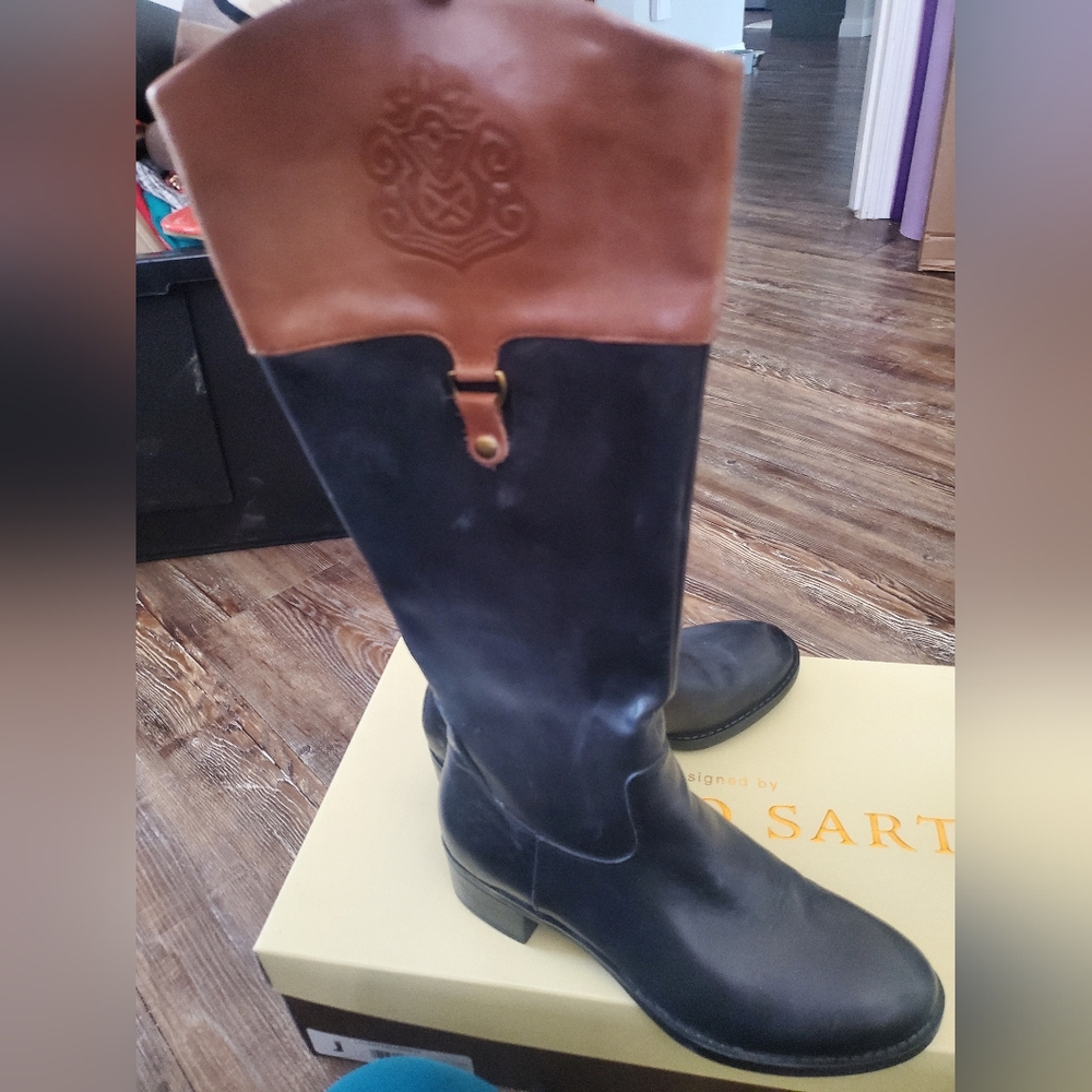 Franco Sarto Two-Tone Leather Riding Boots